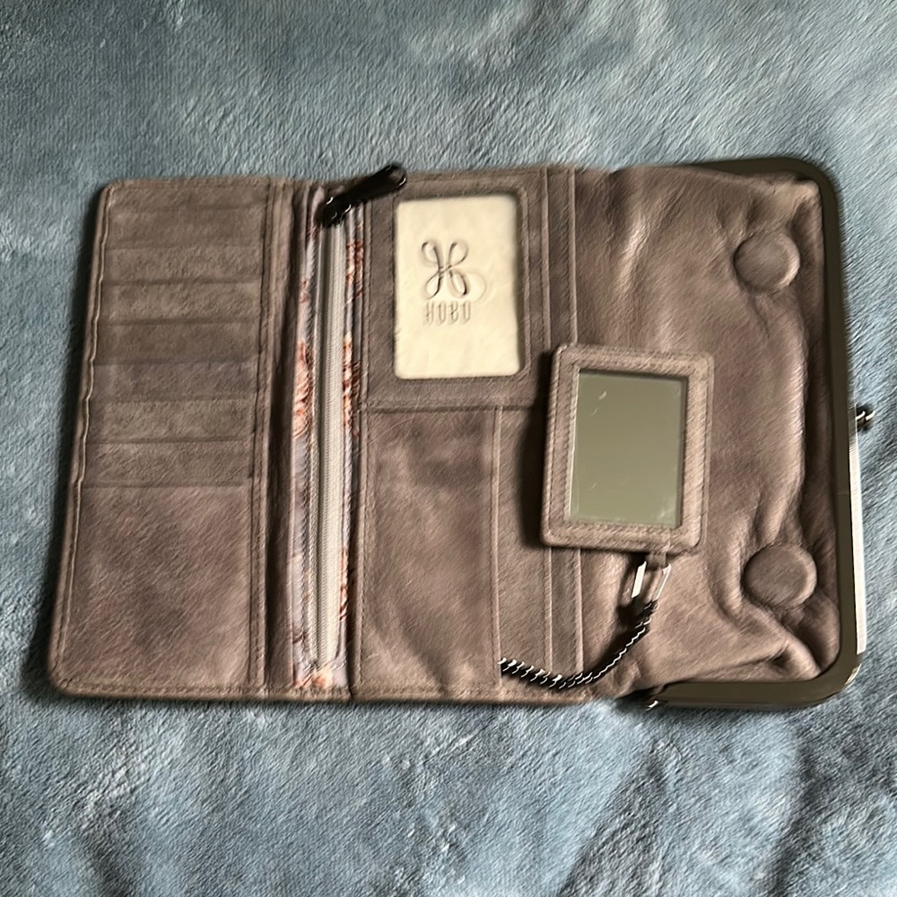 HOBO Elegant Gray Leather Wallet